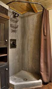 Should the drywall go to the edge of the flange or. Masculine Corrugated Metal And Wood Shower Surround Homebnc