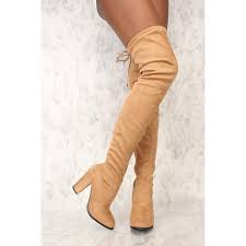 Mtzyoa thigh high block heel boot women pointed toe stretch over the knee boots. Sexy Camel Round Pointy Toe Thigh High Boots Single Sole Chunky High Heel Faux Suede From Amiclubwear On 21 Buttons
