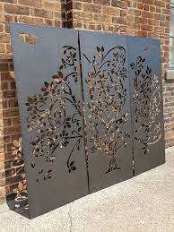 Metal Privacy Screen Decorative Panel Outdoor Garden Fence Art Wispy Tree Garden Fence Art Fence Art Decorative Panels
