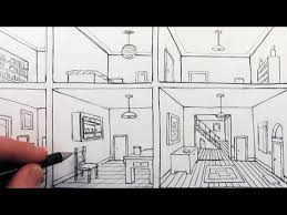How To Draw A Room In One Point Perspective In A House Youtube
