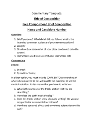 Composition authentication sheet appendix 3: Edexcel Gcse Music Composition Commentary Template Teaching Resources
