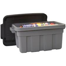This storage box is just the thing for storing larger or heavier items. Husky Heavy Duty 3 Gal Storage Bin With Lid 235595 The Home Depot