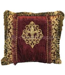 The graceful lines of this wood accented chair are set off by thedelicate fleur de lis back design. Luxury Decorative Pillow Burgundy And Gold Fleur De Lis 21 X21 Reilly Chance Collection