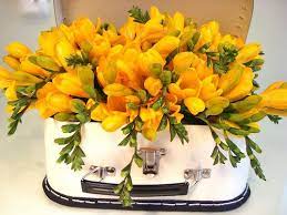 Freesia Flowers In A Decorative Box Freesia Flowers Flower Frog Container Flowers