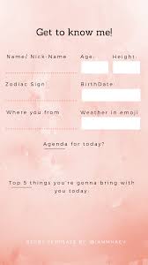 Get To Know Me Instagram Story Templates Instagram Story Template Get To Know Me Story Template
