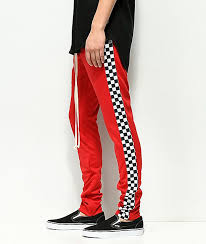 Black And Red Joggers Mens Eptm Racing Checker Red Track Pants Zumiez Swag Outfits Men Sportswear Fashion Sport Outfits