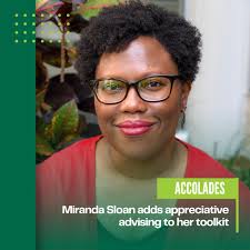 Miranda Sloan is celebrating her 21st year working at USF in advising and  student support services, and has added to her toolbelt a certification in  appreciative advising to further support students in