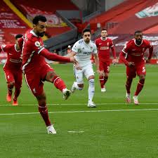 Salah pen 4′ 33′ pen 87′, van dijk 20′; Liverpool Vs Leeds United As It Happened Mohamed Salah Hits Hat Trick As Reds Claim 4 3 Win Liverpool Echo