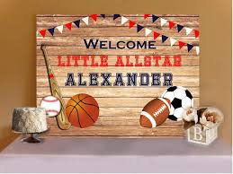 Sports Baby Shower All Star Sports Baby Shower Buffet Table Etsy Sports Baby Shower Theme Baby Shower Buffet Table Sports Baby Shower