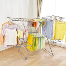 Air drying clothes indoors helps her save on energy costs while keeping all her prints lush and vibrant. Battle Cow Foldable Clothes Drying Rack Large Drying Space Heavy Duty 2 Level Stable Indoor Airer Free Standing Laundry Stand With Height Adjustable Gullwings For Bed Linen Clothing Socks Wayfair