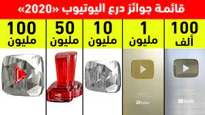 قائمة جوائز درع اليوتيوب من 100 ألف مشترك إلى 100 مليون مشترك youtube