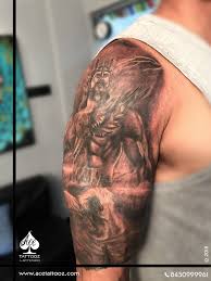 Man or hades greek god stands with threeheaded dog holding. Greek God Tattoos Ace Tattooz