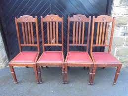 set 4 antique walnut high back dining