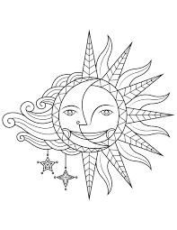 Free coloring sheets to print and download. Printable Victorian Sun Moon And Stars Coloring Page