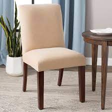 Pottery barn short dining chair slipcover cranberry set of 4 tie back farmhouse. Taupe Sure Fit Stretch Pique Short Dining Room Chair Cover Slipcovers Home Garden Worldenergy Ae