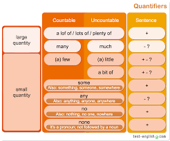 We use quantifiers (a lot of, a few, a little, a bit…) when we want to give someone information about the number of something: English Is Everywhere English 5th Level Quantifiers Some Any Much Many A Few A Lot