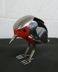 Silver Robin Cutlery Bird Cutlery Art Steel Art Metal Art Sculpture