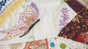 Pink embroidery patchwork quilt product details: How To Add Vintage Embroidery Pieces To A Crazy Quilt Square Youtube