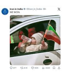 A simple two-word message — “WE WON” — is now echoing across global  diplomacy and social media. Following days of intense negotiations, the  Iranian Embassy in India shared a symbolic post celebrating