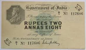 Interesting Bank Note Of India For 2 Rupee 8 Annas 2 1 2 Rupee Note Bank Notes Rupees Notes