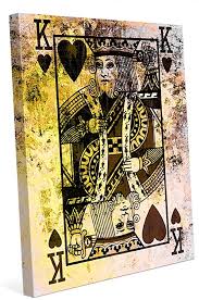 Spades, hearts, diamonds and clubs. Amazon Com The King Of Hearts Distressed Modern Contemporary Playing Card Face Abstract In Yellow Black Wall Art Print On Canvas Posters Prints
