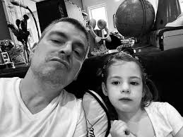 Frida saw black and white photos for the first time and asked, “Why are the  people gray”?” So Daddy made a black and white photo of Frida and himself.  Now she knows.