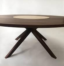 Contemporary Modern Solid Walnut Round Dining Table With Maple Etsy In 2020 Round Wood Dining Table Wood Dining Table Modern Circular Dining Table