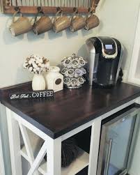 Farmhouse Coffee Bar With Mini Fridge Coffee Sign Farmhouse Kitchen Rustic Coffee Bar Home Farmhouse Coffee Bar Diy Coffee Bar