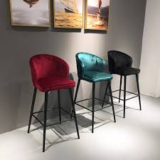 52 results frame primary finish: China Modern Cheap Velvet High Bar Stool With Black Metal Legs Bar Chair Hotel Club Leisure Armchair Photos Pictures Made In China Com