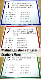 Writing Equations Of Lines Stations Maze An Engaging Activity For Algebra Students Writing Equations High School Math Education Math