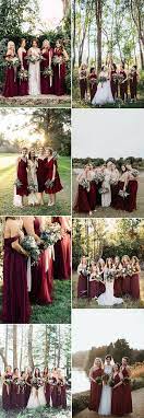 Autumn Bridesmaid Trends Including Burgundy Forest Green Dresses Fall Bridesmaids Wine Colored Wedding Fall Wedding Bridesmaids