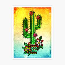 Original art prints, greeting cards, stickers and more based on the nature inspired gouache paintings of melinda tracy boyce. Cactus With Flowers Old School Tattoo Style Greeting Card By Boom Art Redbubble