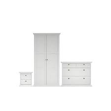 Isabella 3 Piece White Wardrobe Chest Bedside Cabinet Set Departments Diy At B Q Bedroom Furniture Sets Bedside Cabinet Cabinet