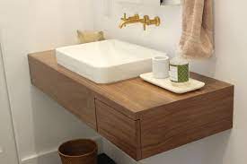All rustic bathroom vanities can be shipped to you at home. Floating Bathroom Vanity With Drawer In Walnut Treeline Made In Los Angeles