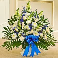 Send funeral flowers designed with care by local florists. Blue White Sympathy Floor Basket Flowers The Sympathy Store