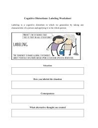 Sites with the highest quality free cognitive behavioral therapy worksheets for self help or for working with your clients are presented. Cognitive Distortions Labeling Worksheet Mental Health Worksheets