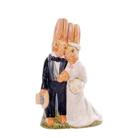 Vaillancourt Chalkware Small Rabbit Bride and Groom