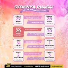 Tetapi bila dia berpuasa sehari. Heliza Helmi Jadual Berpuasa Seminggu Bermula Khamis Ini 27 Ogos 2020 1 Khamis 8 Muharram Hari Amalan Diangkat Hr Al Tirmizi No 747 2 Jumaat 9 Muharram Hari Disunatkan Puasa