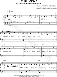 From the broadway musical phantom of the opera. Think Of Me From The Phantom Of The Opera Sheet Music Easy Piano In C Major Transposable Download Print Sku Mn0093712