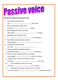 In a clause with passive voice, the grammatical subject expresses the theme or patient of the main verb. Passive Voice Mixed Tenses Worksheet