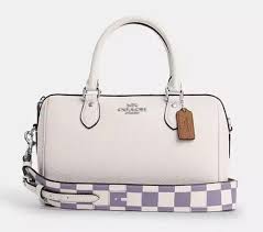 Coach Chalk Light Violet Rowan Satchel With Checkerboard Print CR102 NWT  $398