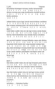 Aku yang sangat mencintai istriku telah berjanji untuk berhenti selingkuh, dan malam ini adalah kesempatanku untuk menjelaskan pada rini. Not Angka Lagu Surat Cinta Untuk Starla Virgoun Pianika Recorder Keyboard Suling