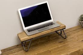 Hjallr Small Monitor Stand Etsy Monitor Stand Natural Wood Table Reclaimed Wood Desk
