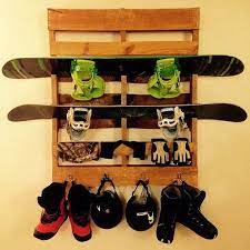 Snowboard Equipment Shelf Hanger By Underthesandpaper On Etsy Snowboardboots Snowboard Equipment Shelf Hanger Snowboard Rack Diy