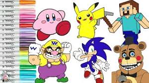 The character of the plumber super mario accompanied by his brother luigi appeared for the first time in 1985 in a video game released on the flagship console of the time. Super Smash Bros Coloring Book Pages Sonic Wario Kirby Pikachu Five Nights At Freddy S Minecraft Youtube