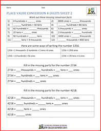 Grade 3 Place Value Conversion 4 Digits 2 In 2020 Math Worksheets Place Values Fourth Grade Math