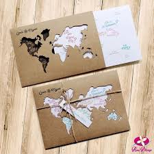 Rustic Wedding Invitation In Force Envelope With World Map Theme And The Famous My Blog In 2020 Naas Takeout Container Container