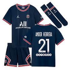 The away will be white and the third black. Paris Saint Germain X Jordan Home Stadium Kit 2021 22 Little Kids With Ander Herrera 21 Printing