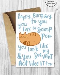 Funny Birthday Song Card From The Cat By Miumicatprintables Birthday Poems Happy Birthday Notes Funny Happy Birthday Poems