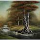 Bob Ross Wet-on-Wet Oil Painting: River’s Peace